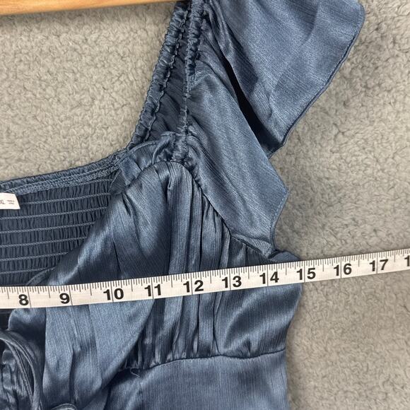 All in Favor Flutter Sleeve Satin Corset Top in Steel Blue Size XL NWT Coquette - Picture 4 of 7